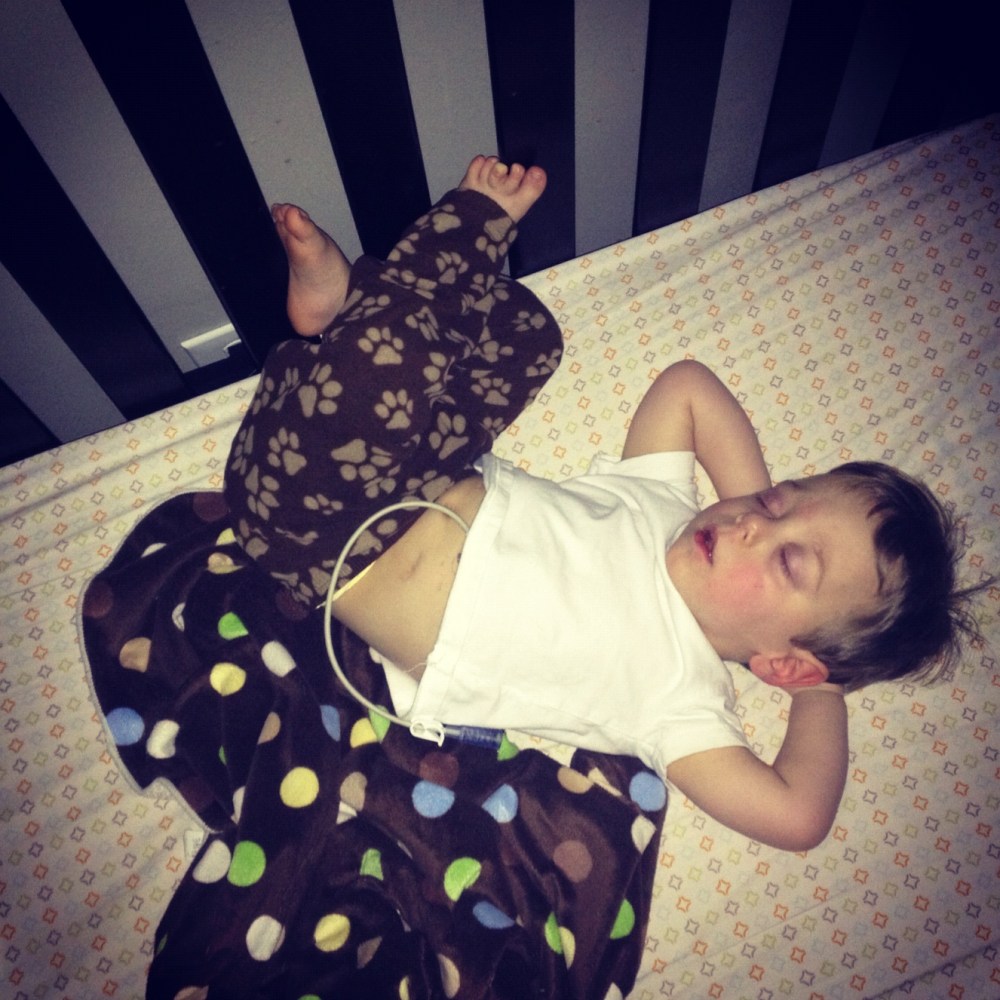 How Sam sleeps.... What a stud.