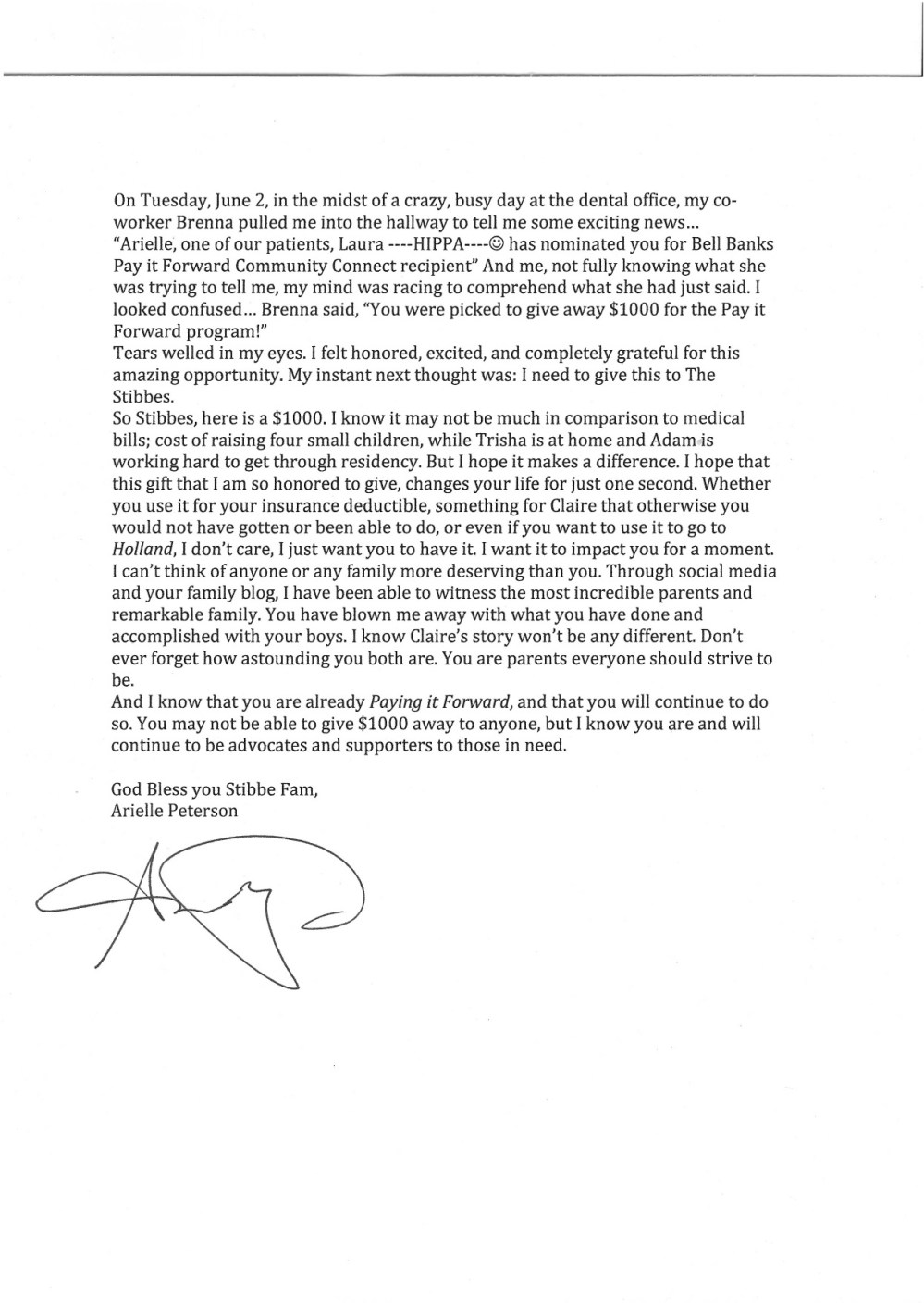 arielle letter